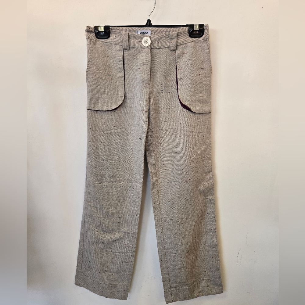 Moschino Textured Cream Trousers